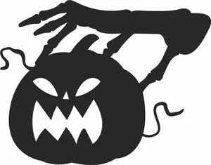 Halloween Skeleton Hand Pumpkin Sign