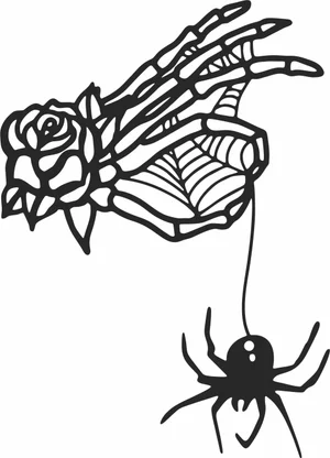 Halloween Skeleton Hand Rose Spider Sign