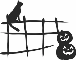 Halloween Watching Cat Fence Sign