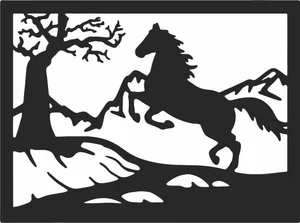 Rearing Horse Mountain Landscape Sign