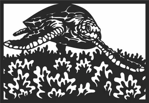 Sea Turtle Coral Reef Ocean Sign