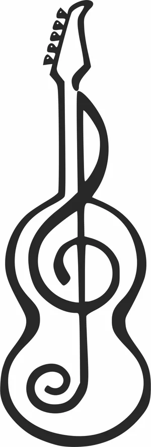 Guitar with Treble Clef Treble Clef Illustration