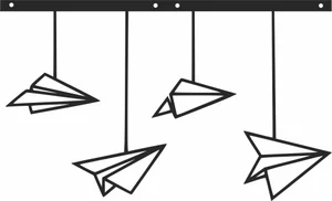Hanging Paper Airplanes Mobile Illustration