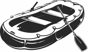 Inflatable Raft Boat with Paddle Illustration