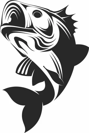 Jumping Largemouth Bass Fish Illustration