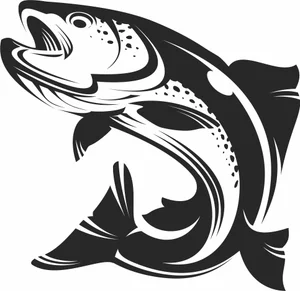 Jumping Salmon Trout Fish Illustration