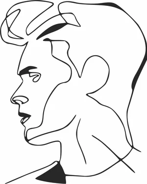 Man Profile Portrait Continuous Line Art