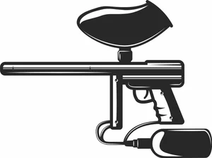 Paintball Gun Marker with Long Barrel Illustration