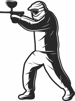 Paintball Player Shooting Marker Illustration