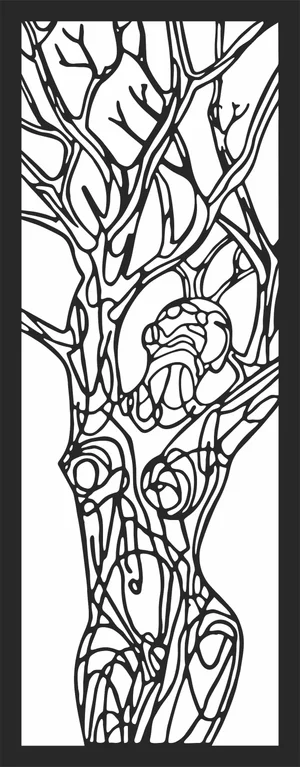 Abstract Woman Tree of Life Vertical Wall Art Panel Silhouette