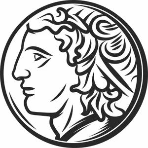 Ancient Greek Alexander the Great Coin Profile Silhouette