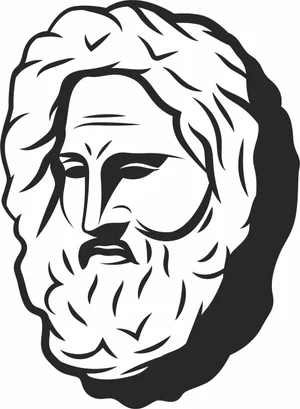 Ancient Greek God Zeus Poseidon Head Silhouette