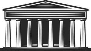 Ancient Greek Roman Parthenon Temple Building Silhouette