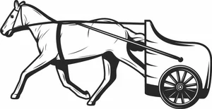 Ancient Roman Chariot Racing Horse Silhouette