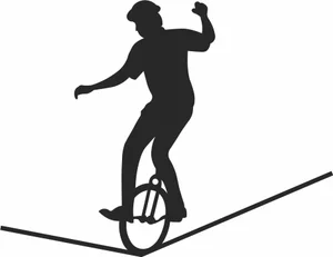 Circus Acrobatic Unicycle Tightrope Walker Silhouette
