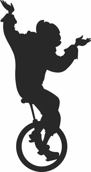 Circus Clown Riding Unicycle Silhouette