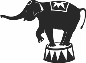 Circus Elephant Balancing on Podium Silhouette