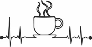Coffee Cup Heartbeat Lifeline Silhouette
