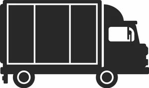 Commercial Delivery Box Lorry Truck Side View Silhouette