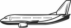 Commercial Passenger Airplane Jet Side View Outline Silhouette