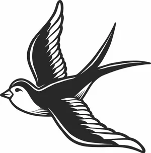 Flying Swallow Bird Old School Tattoo Silhouette