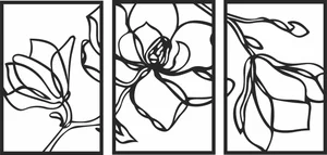 Magnolia Flower Triptych Wall Art Panels