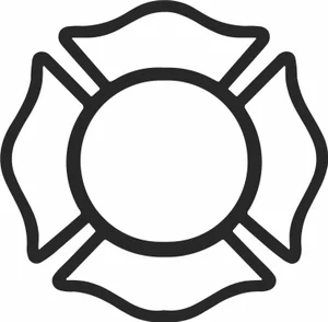 Maltese Cross Firefighter Badge Outline Silhouette