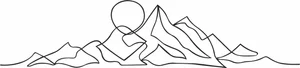 Mountain Range Sunset Continuous One Line Art Silhouette