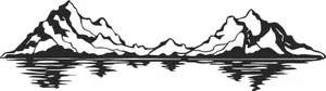 Mountain Range with Water Lake Reflection Silhouette