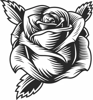 Old School Traditional Tattoo Rose Flower Silhouette