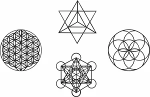 Sacred Geometry Metatrons Cube Flower of Life Merkaba Set Silhouette