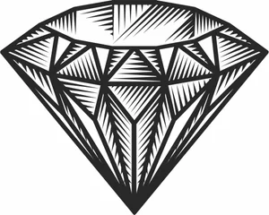 Shiny Cut Diamond Gemstone Outline Silhouette