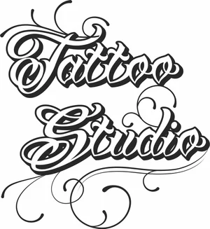 Tattoo Studio Lettering Calligraphy Script Silhouette
