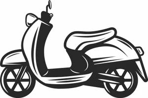 Vintage Retro Moped Scooter Side View Outline Silhouette